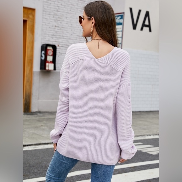 Easy Breezy Drop Shoulder V-Neck Rib-Knit Top - Picture 2 of 4